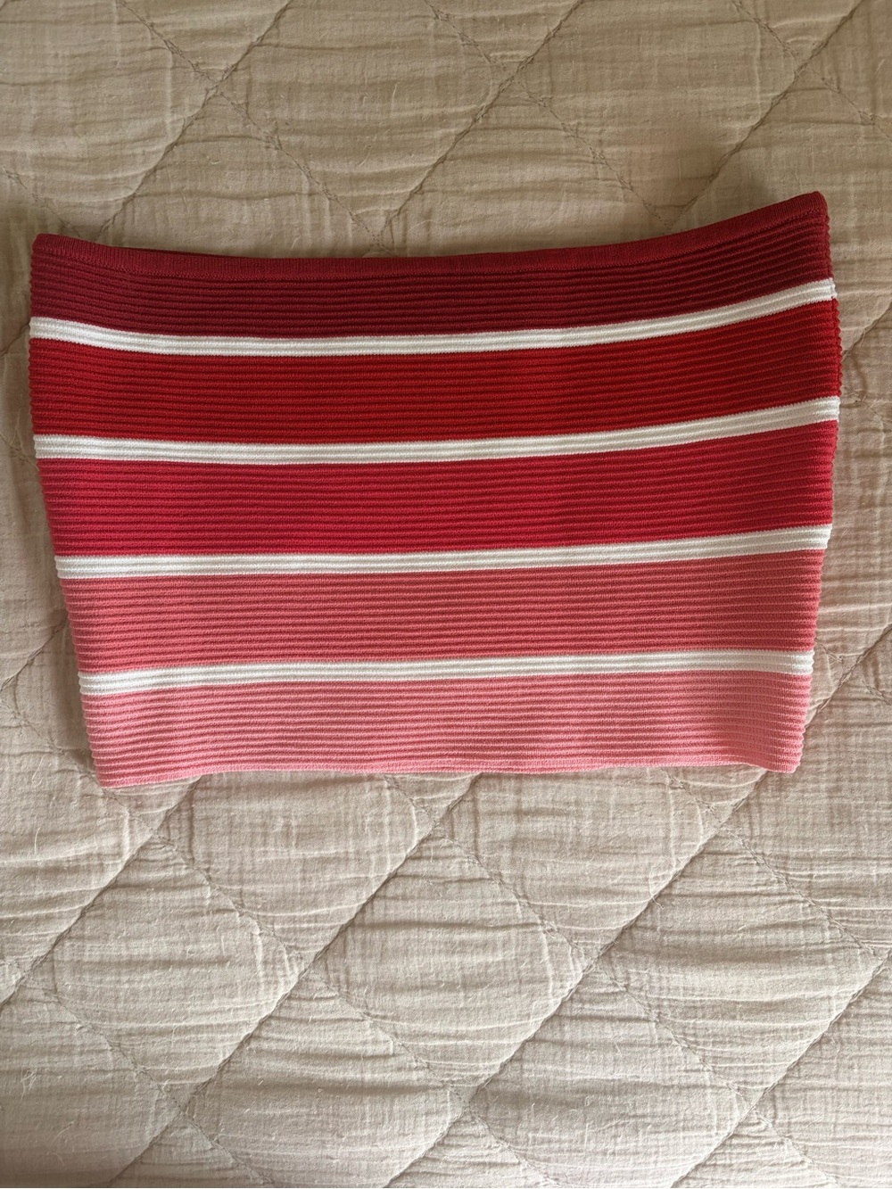 Lottie Moss Red and Pink Striped Bandeau Top Medium